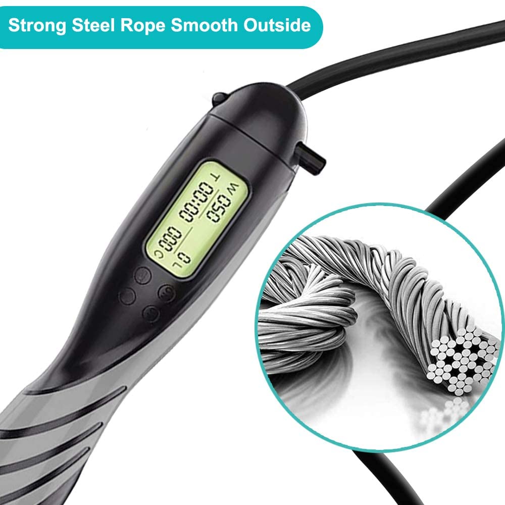 SSP Jump Rope Smart Counter: Weighted jump rope with HD LCD counter display