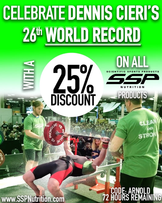 SSP Founder Dennis Cieri SMASHES Bench Press World Record.  This is His 26th World Record at the 2017 Arnold Festival - SSP Raw Bench Championships!