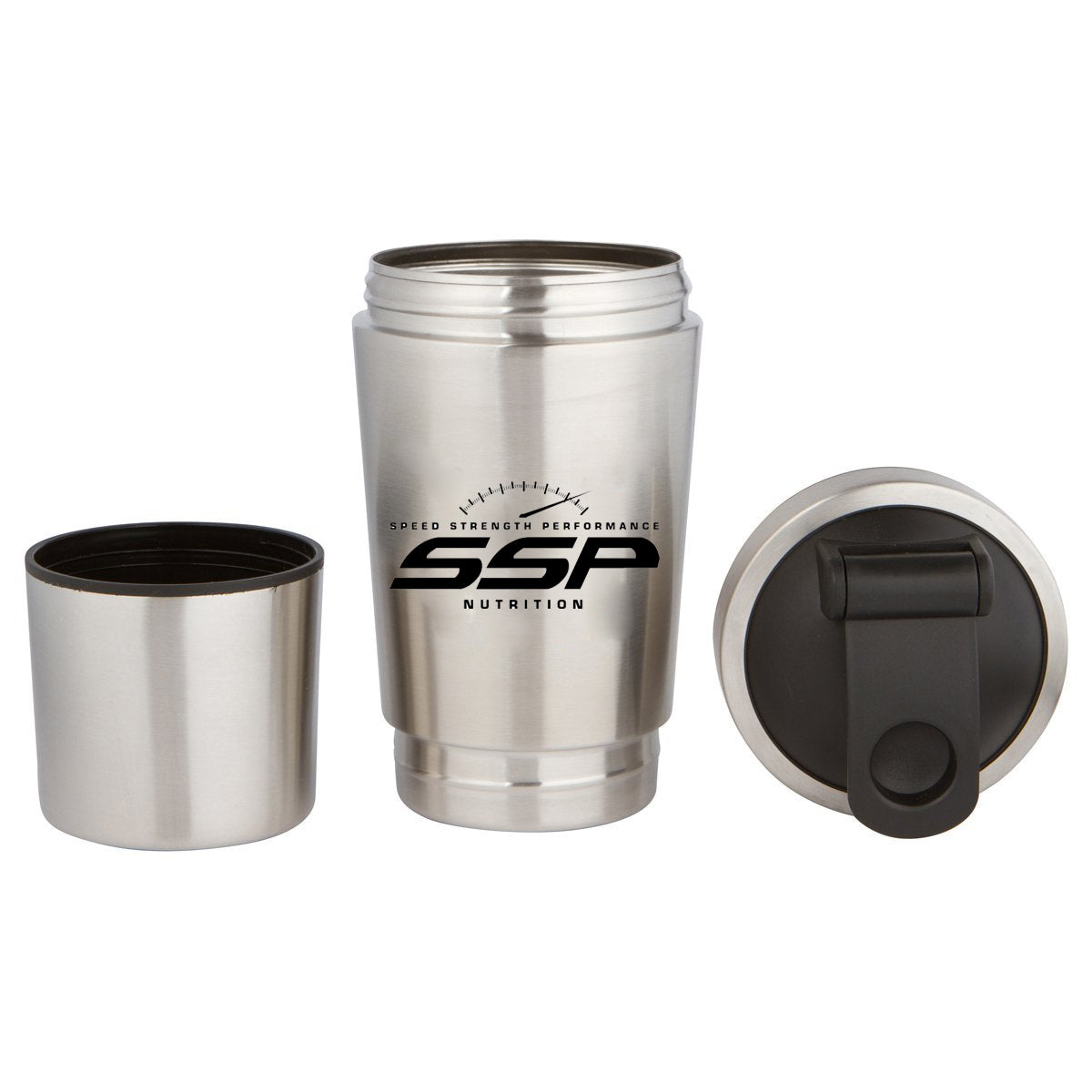 SSP Stainless Shaker Bottle w Lower Storage Compartment USAPL Special