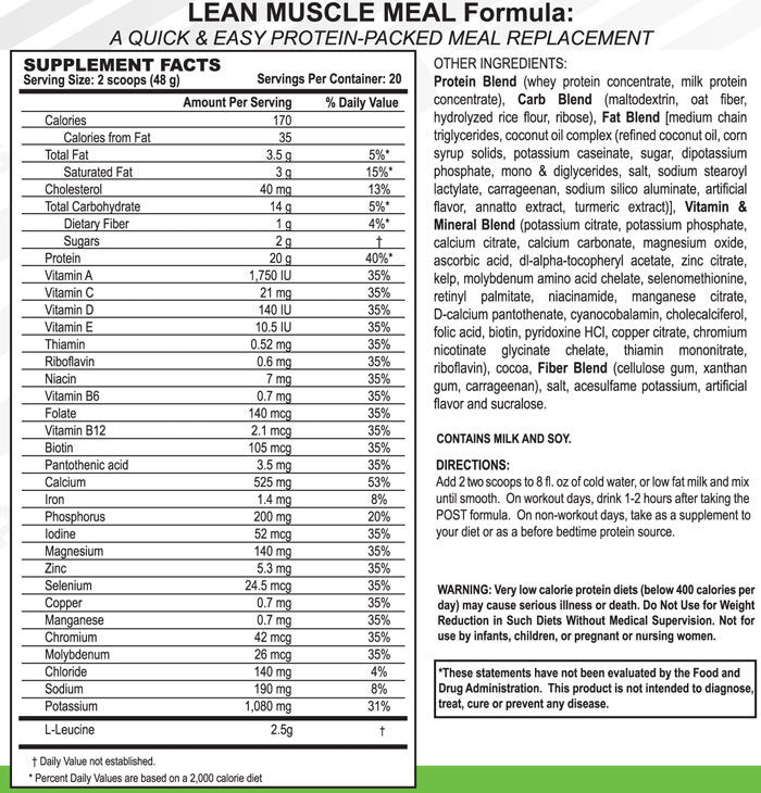 Canister of LEAN MUSCLE MEAL