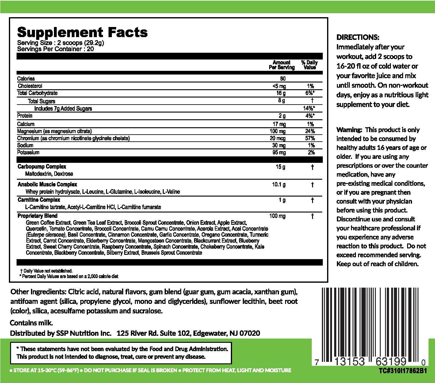 SSP NUTRITION POST Workout Formula