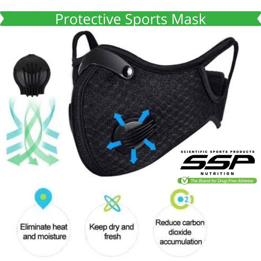 10 Masks + 30 Filters:  PM2.5 Workout Exercise Mask: Adjustable Air Flow (100% Reusable Protective Mask)
