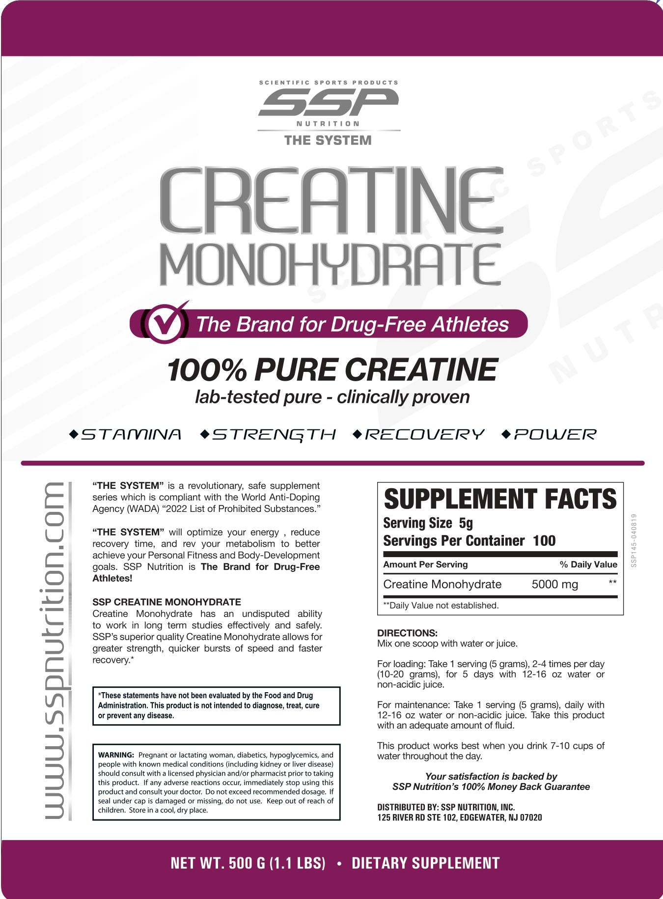SSP Creatine Monohydrate 100%